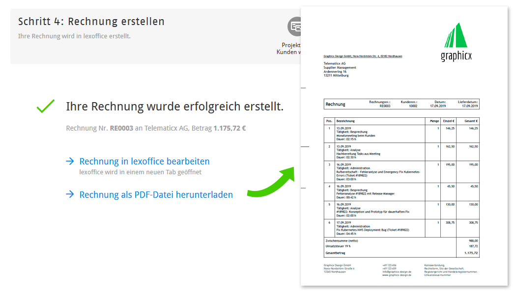 Schritt 3: Optionen für Rechnungspositionen festlegen