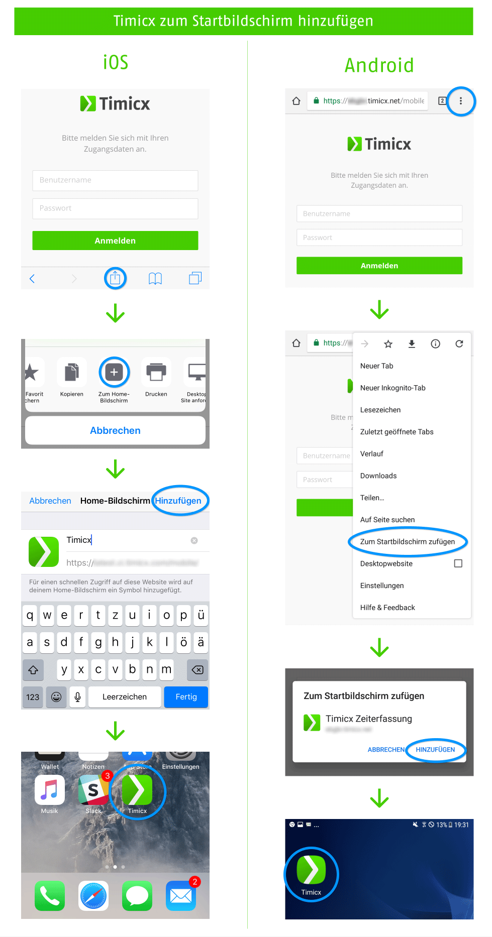 Icon für Timicx Zeiterfassung auf dem Startbildschirm