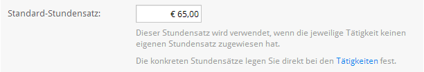 Einstellung Standard-Stundensatz