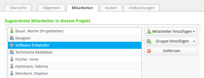 Mitarbeiter zu Projekten zuordnen