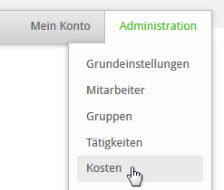 Menü Administration - Kosten
