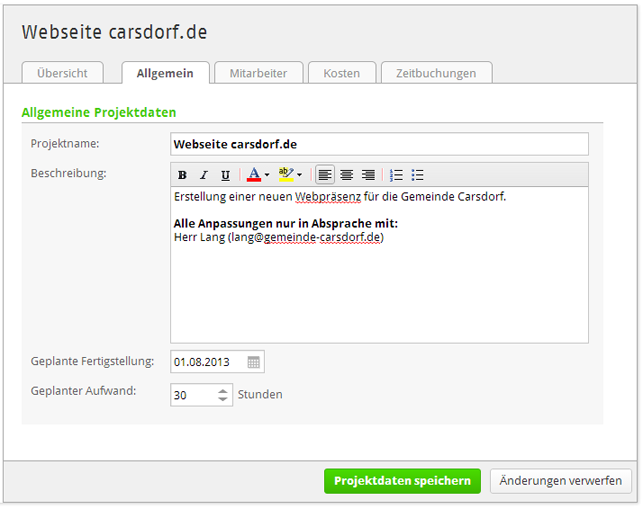 Allgemeine Informationen zum Projekt