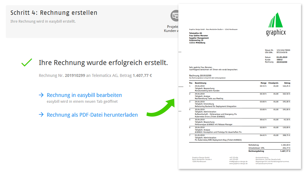 Schritt 3: Optionen für Rechnungspositionen festlegen