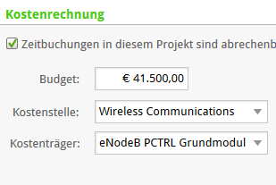Screenshot: Kostenrechnung